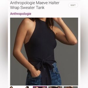 Anthropologie Maeve Halter Wrap Sweater Tank, L